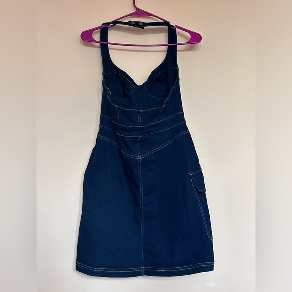 Urban Outfitters Dark Denim Halter Dress - Picture 4 of 7